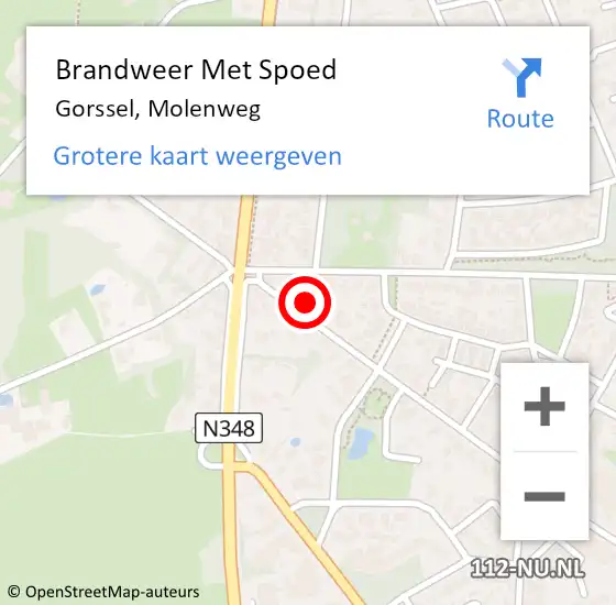 Locatie op kaart van de 112 melding: Brandweer Met Spoed Naar Gorssel, Molenweg op 23 december 2022 12:48