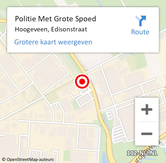 Locatie op kaart van de 112 melding: Politie Met Grote Spoed Naar Hoogeveen, Edisonstraat op 23 december 2022 12:49