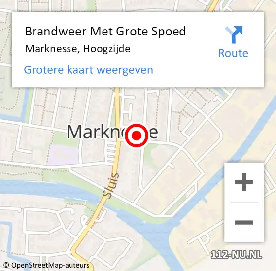 Locatie op kaart van de 112 melding: Brandweer Met Grote Spoed Naar Marknesse, Hoogzijde op 23 december 2022 12:59