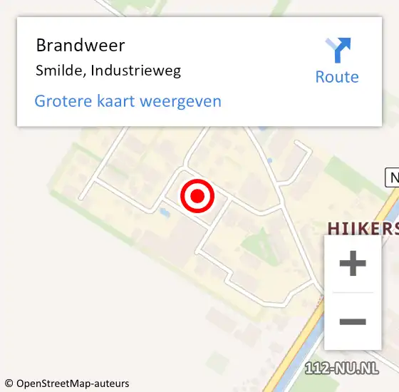 Locatie op kaart van de 112 melding: Brandweer Smilde, Industrieweg op 9 augustus 2014 13:47