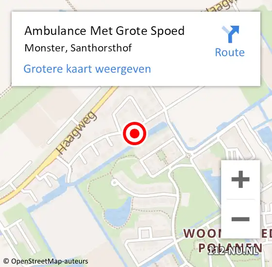 Locatie op kaart van de 112 melding: Ambulance Met Grote Spoed Naar Monster, Santhorsthof op 23 december 2022 13:41