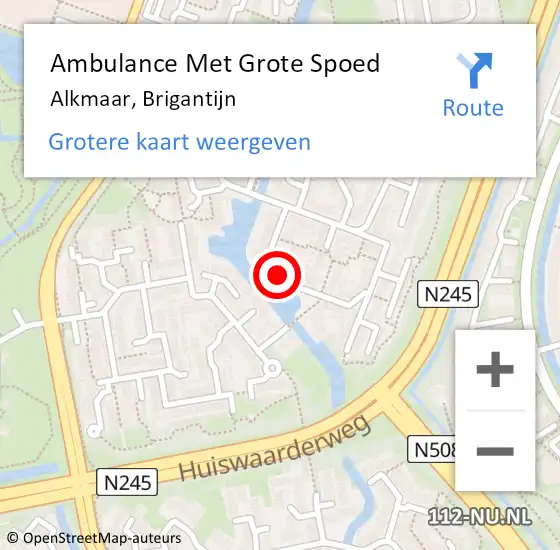 Locatie op kaart van de 112 melding: Ambulance Met Grote Spoed Naar Alkmaar, Brigantijn op 23 december 2022 13:42