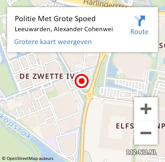 Locatie op kaart van de 112 melding: Politie Met Grote Spoed Naar Leeuwarden, Alexander Cohenwei op 23 december 2022 13:43