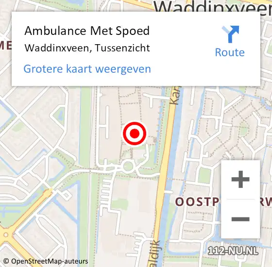 Locatie op kaart van de 112 melding: Ambulance Met Spoed Naar Waddinxveen, Tussenzicht op 23 december 2022 13:46