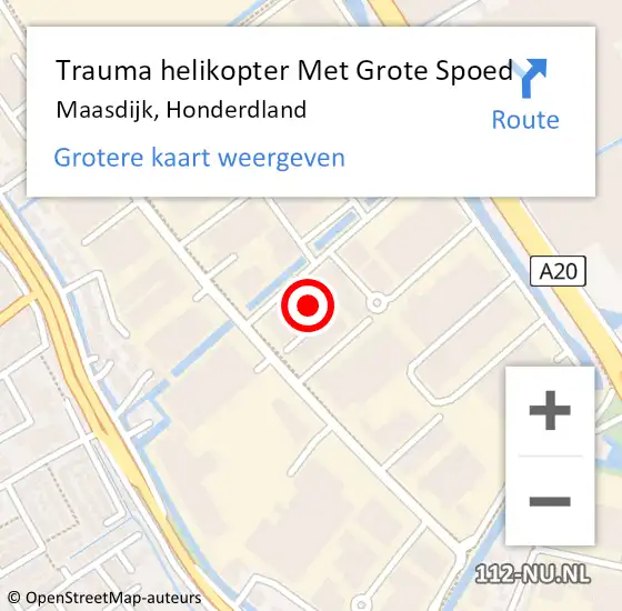 Locatie op kaart van de 112 melding: Trauma helikopter Met Grote Spoed Naar Maasdijk, Honderdland op 23 december 2022 13:47