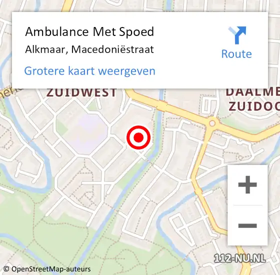 Locatie op kaart van de 112 melding: Ambulance Met Spoed Naar Alkmaar, Macedoniëstraat op 23 december 2022 13:51
