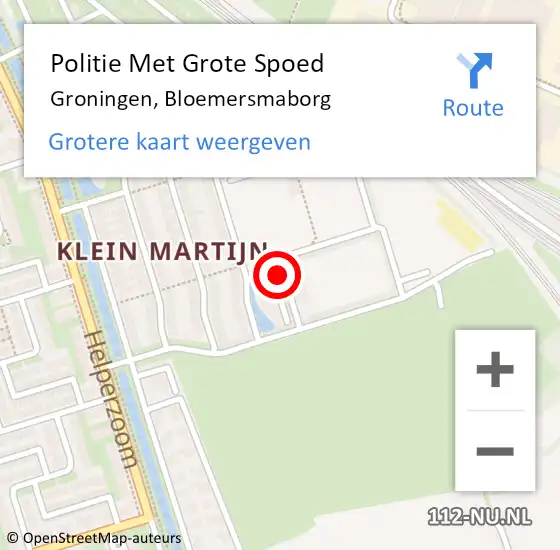 Locatie op kaart van de 112 melding: Politie Met Grote Spoed Naar Groningen, Bloemersmaborg op 23 december 2022 14:11