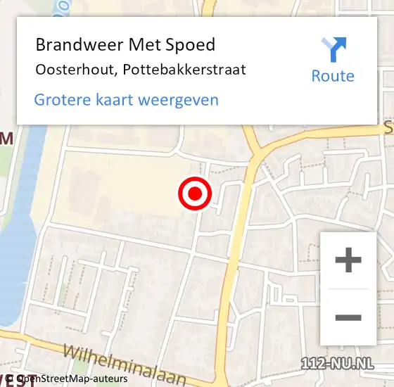 Locatie op kaart van de 112 melding: Brandweer Met Spoed Naar Oosterhout, Pottebakkerstraat op 23 december 2022 14:36