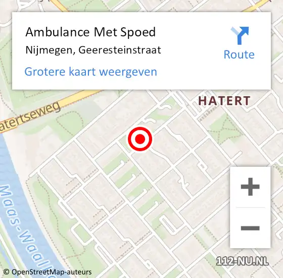 Locatie op kaart van de 112 melding: Ambulance Met Spoed Naar Nijmegen, Geeresteinstraat op 23 december 2022 14:40