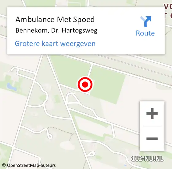 Locatie op kaart van de 112 melding: Ambulance Met Spoed Naar Bennekom, Dr. Hartogsweg op 23 december 2022 14:48