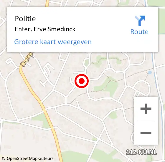 Locatie op kaart van de 112 melding: Politie Enter, Erve Smedinck op 23 december 2022 14:53