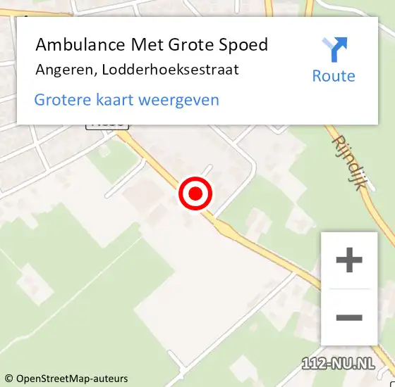 Locatie op kaart van de 112 melding: Ambulance Met Grote Spoed Naar Angeren, Lodderhoeksestraat op 23 december 2022 14:56