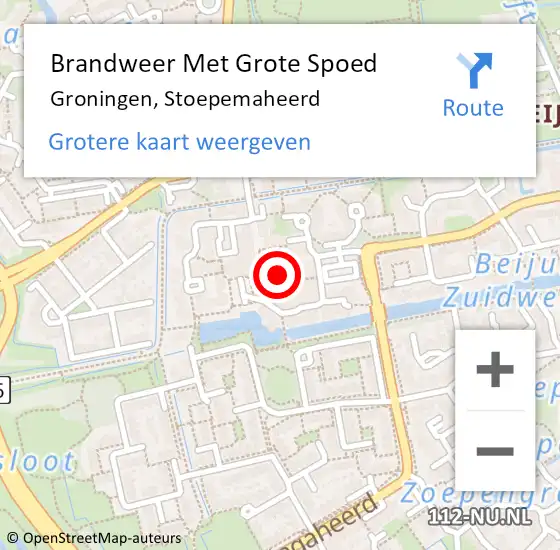 Locatie op kaart van de 112 melding: Brandweer Met Grote Spoed Naar Groningen, Stoepemaheerd op 23 december 2022 14:59