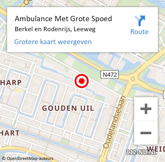 Locatie op kaart van de 112 melding: Ambulance Met Grote Spoed Naar Berkel en Rodenrijs, Leeweg op 23 december 2022 15:12