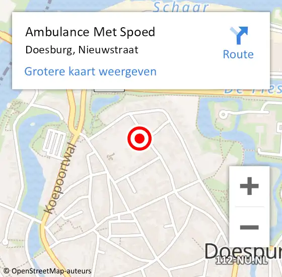 Locatie op kaart van de 112 melding: Ambulance Met Spoed Naar Doesburg, Nieuwstraat op 23 december 2022 15:22