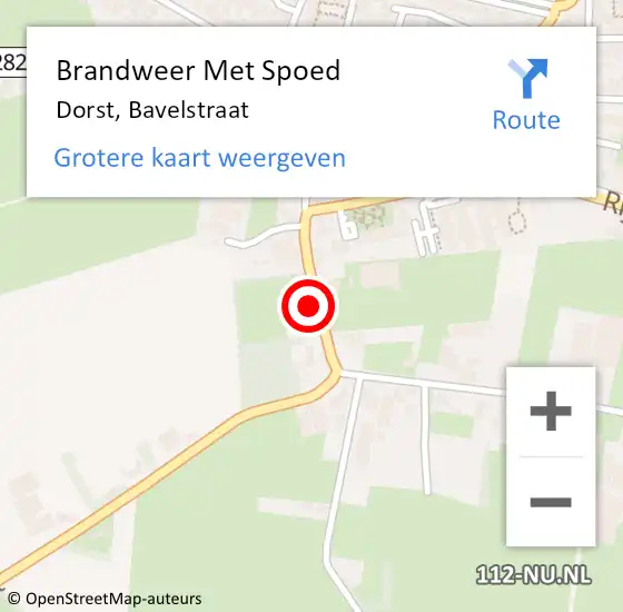 Locatie op kaart van de 112 melding: Brandweer Met Spoed Naar Dorst, Bavelstraat op 23 december 2022 15:24