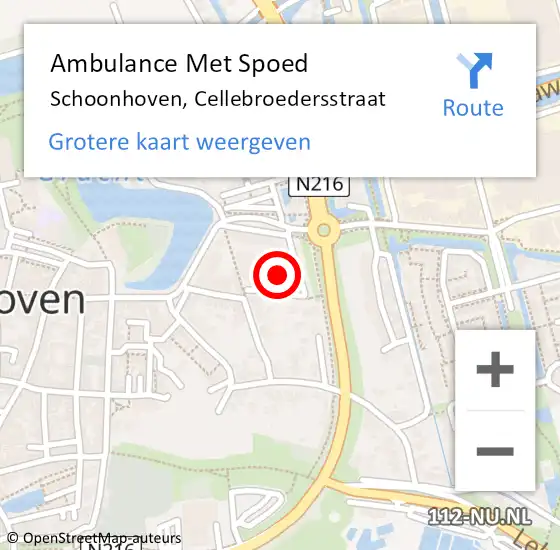 Locatie op kaart van de 112 melding: Ambulance Met Spoed Naar Schoonhoven, Cellebroedersstraat op 23 december 2022 15:33