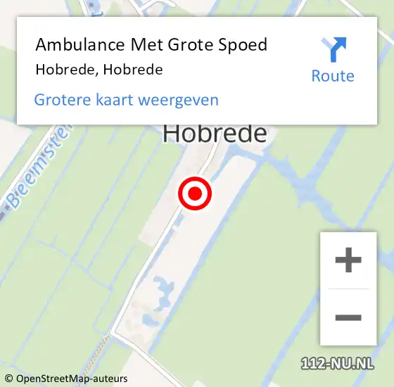 Locatie op kaart van de 112 melding: Ambulance Met Grote Spoed Naar Hobrede, Hobrede op 9 augustus 2014 13:59