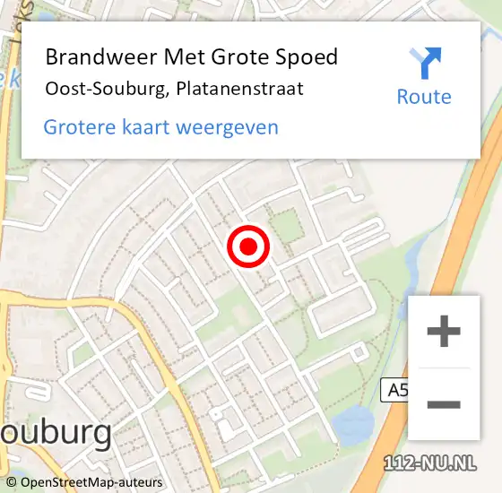 Locatie op kaart van de 112 melding: Brandweer Met Grote Spoed Naar Oost-Souburg, Platanenstraat op 23 december 2022 15:40