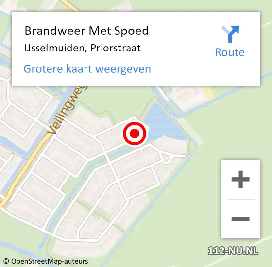 Locatie op kaart van de 112 melding: Brandweer Met Spoed Naar IJsselmuiden, Priorstraat op 23 december 2022 15:59