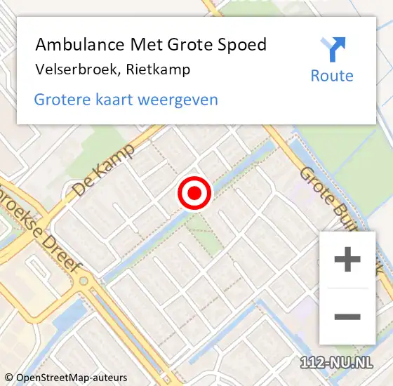 Locatie op kaart van de 112 melding: Ambulance Met Grote Spoed Naar Velserbroek, Rietkamp op 23 december 2022 16:09