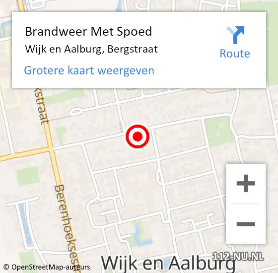 Locatie op kaart van de 112 melding: Brandweer Met Spoed Naar Wijk en Aalburg, Bergstraat op 23 december 2022 16:54