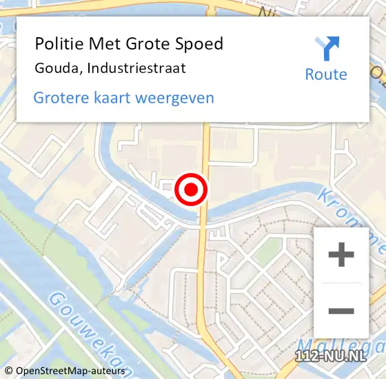 Locatie op kaart van de 112 melding: Politie Met Grote Spoed Naar Gouda, Industriestraat op 23 december 2022 16:56