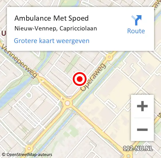 Locatie op kaart van de 112 melding: Ambulance Met Spoed Naar Nieuw-Vennep, Capricciolaan op 23 december 2022 17:00