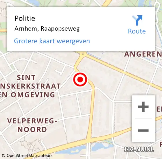 Locatie op kaart van de 112 melding: Politie Arnhem, Raapopseweg op 23 december 2022 17:03