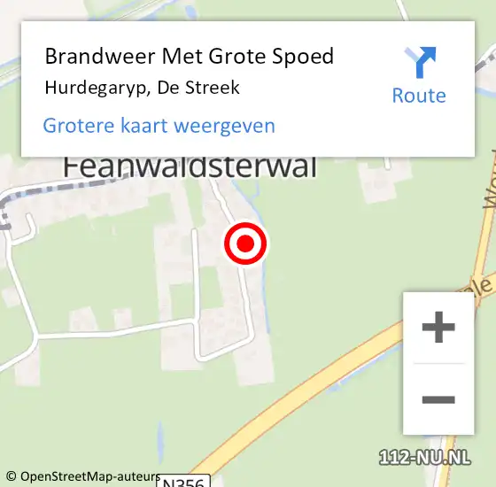 Locatie op kaart van de 112 melding: Brandweer Met Grote Spoed Naar Hurdegaryp, De Streek op 23 december 2022 17:07