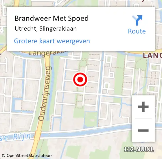 Locatie op kaart van de 112 melding: Brandweer Met Spoed Naar Utrecht, Slingeraklaan op 23 december 2022 17:29