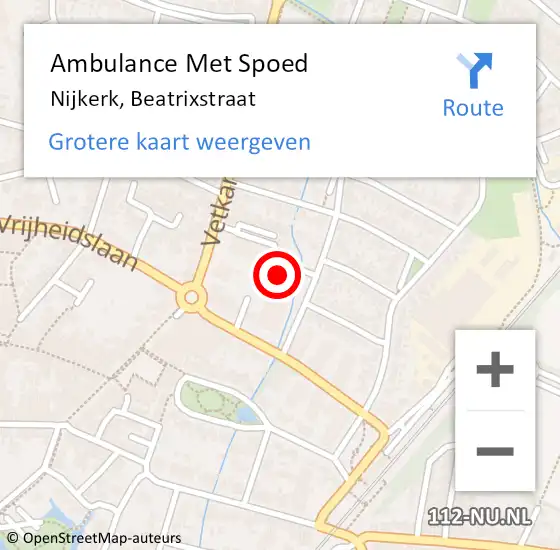 Locatie op kaart van de 112 melding: Ambulance Met Spoed Naar Nijkerk, Beatrixstraat op 23 december 2022 17:35