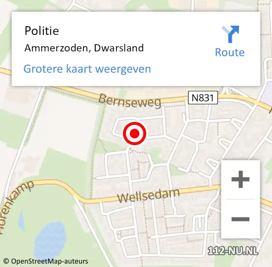 Locatie op kaart van de 112 melding: Politie Ammerzoden, Dwarsland op 23 december 2022 17:36