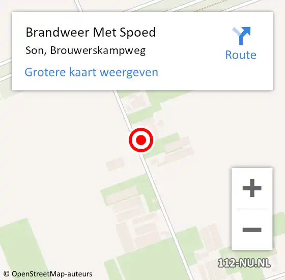 Locatie op kaart van de 112 melding: Brandweer Met Spoed Naar Son, Brouwerskampweg op 23 december 2022 17:38