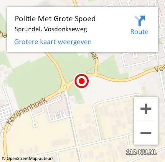 Locatie op kaart van de 112 melding: Politie Met Grote Spoed Naar Sprundel, Vosdonkseweg op 23 december 2022 17:48