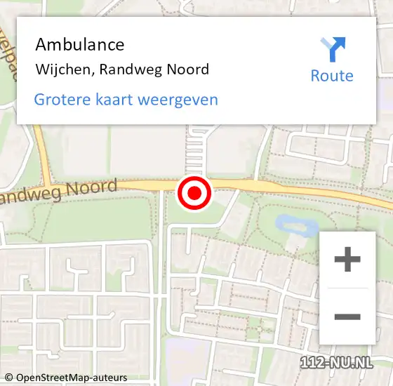 Locatie op kaart van de 112 melding: Ambulance Wijchen, Randweg Noord op 23 december 2022 17:54