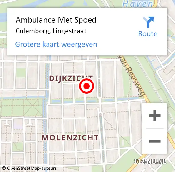 Locatie op kaart van de 112 melding: Ambulance Met Spoed Naar Culemborg, Lingestraat op 23 december 2022 18:07