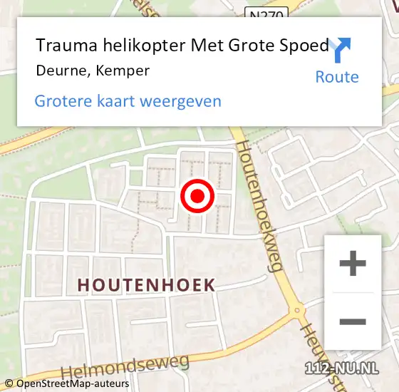 Locatie op kaart van de 112 melding: Trauma helikopter Met Grote Spoed Naar Deurne, Kemper op 23 december 2022 18:32