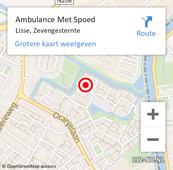 Locatie op kaart van de 112 melding: Ambulance Met Spoed Naar Lisse, Zevengesternte op 23 december 2022 18:40