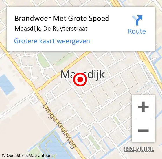 Locatie op kaart van de 112 melding: Brandweer Met Grote Spoed Naar Maasdijk, De Ruyterstraat op 23 december 2022 18:41