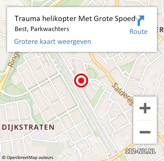 Locatie op kaart van de 112 melding: Trauma helikopter Met Grote Spoed Naar Best, Parkwachters op 23 december 2022 19:17