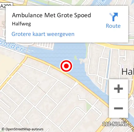 Locatie op kaart van de 112 melding: Ambulance Met Grote Spoed Naar Halfweg op 23 december 2022 19:24