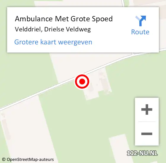 Locatie op kaart van de 112 melding: Ambulance Met Grote Spoed Naar Velddriel, Drielse Veldweg op 23 december 2022 19:47