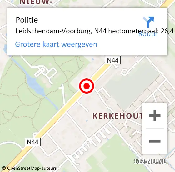 Locatie op kaart van de 112 melding: Politie Leidschendam-Voorburg, N44 hectometerpaal: 26,4 op 23 december 2022 19:48