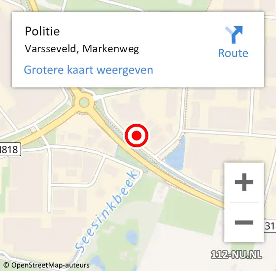 Locatie op kaart van de 112 melding: Politie Varsseveld, Markenweg op 23 december 2022 20:16