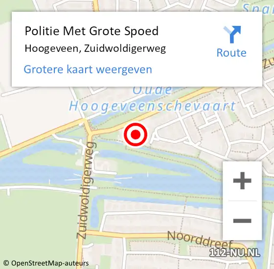Locatie op kaart van de 112 melding: Politie Met Grote Spoed Naar Hoogeveen, Zuidwoldigerweg op 23 december 2022 20:19