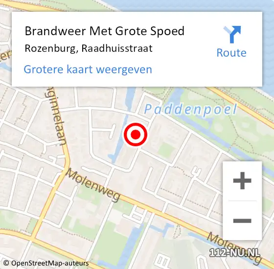 Locatie op kaart van de 112 melding: Brandweer Met Grote Spoed Naar Rozenburg, Raadhuisstraat op 23 december 2022 20:25