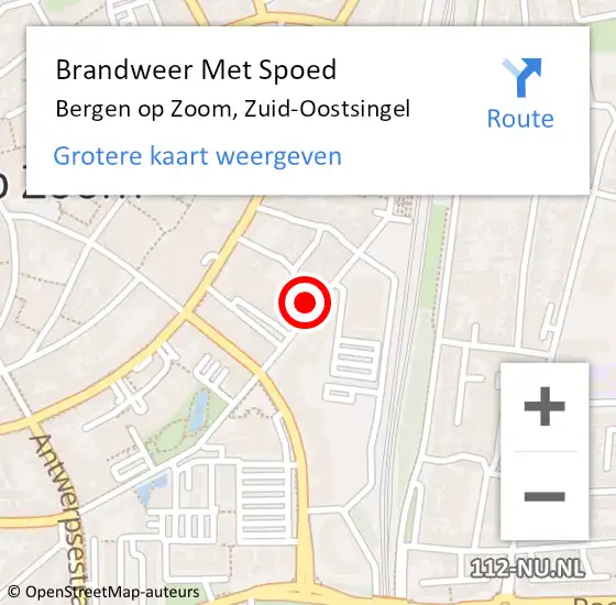 Locatie op kaart van de 112 melding: Brandweer Met Spoed Naar Bergen op Zoom, Zuid-Oostsingel op 23 december 2022 20:43