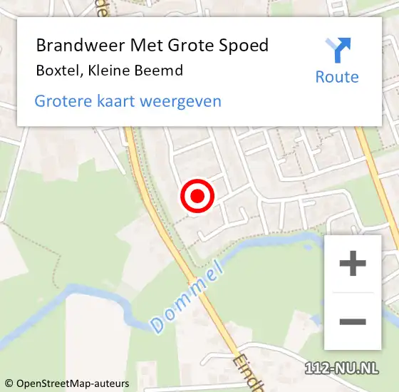 Locatie op kaart van de 112 melding: Brandweer Met Grote Spoed Naar Boxtel, Kleine Beemd op 23 december 2022 20:44