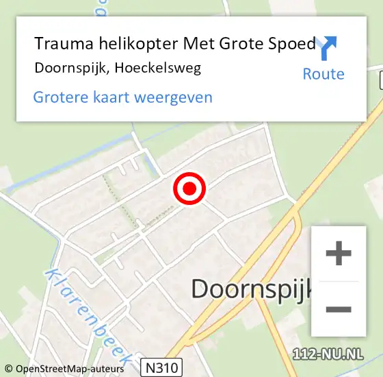 Locatie op kaart van de 112 melding: Trauma helikopter Met Grote Spoed Naar Doornspijk, Hoeckelsweg op 23 december 2022 20:49